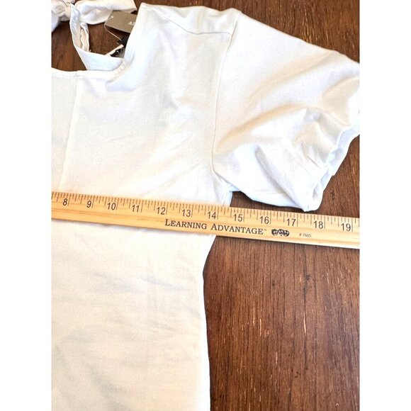 NWT J. Crew Open-back puff-sleeve top in stretch cotton blend Ivory Sz XS - Picture 5 of 8